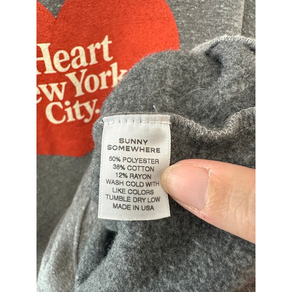 SUNNY SOMEWHERE I Heart New York City Classic Hoodie Gray Graphic Sweatshirt XL - Picture 8 of 8